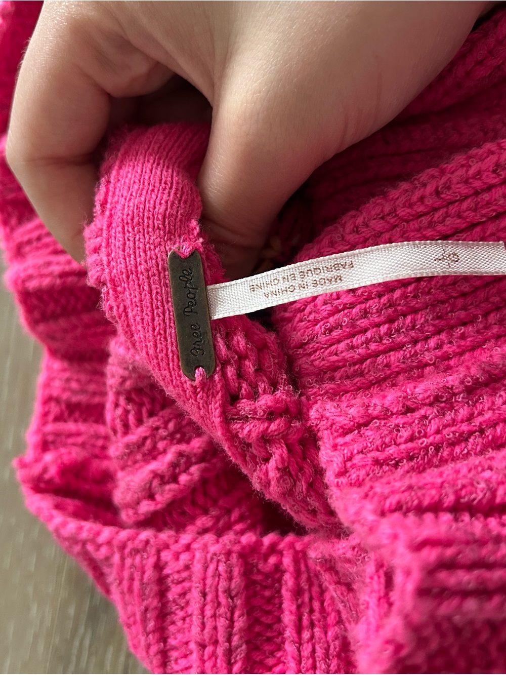 Hot Pink Patterned Button-Front Women's Sweater - Picture 2 of 4